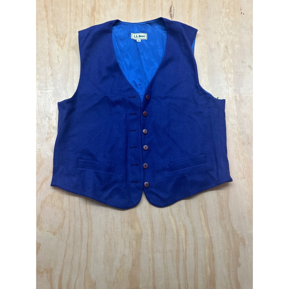 LL Bean Vintage Womens Blue Wool Cashmere Blend Vest Made in USA Size M D655